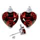 Diamond Heart CZ Garnet Gemstone Earrings 14K Gold