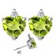 Diamond Heart CZ Peridot Gemstone Earrings 14K Gold