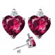 Diamond Heart CZ Ruby Gemstone Earrings 14K Gold