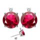 Round Diamond CZ Ruby Gemstone Earrings 14K Gold
