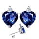 Diamond Heart CZ Sapphire Gemstone Earrings 14K Gold