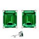 Emerald CZ Emerald Birthstone Gemstone Stud Earrings 14K White Yellow Gold