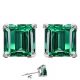 Princess CZ Emerald Birthstone Gemstone Stud Earrings 14K Gold