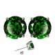 Round CZ Emerald Birthstone Gemstone Stud Earrings 14K Gold