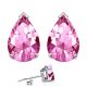 Pear CZ Pink Topaz Birthstone Gemstone Stud Earrings 14K Gold