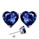Heart CZ Sapphire Birthstone Gemstone Stud Earrings 14K Gold
