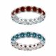 Blue & Red Real Diamond Reversible Eternity Ring Band 14k Gold