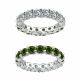 Green & White Diamond Reversible Eternity Ring Band 14k Gold