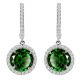 Emerald Birthstone Hoop Huggies Halo Solitaire Round Dangling Earrings