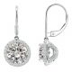 CZ Round CZ Lever Back Halo Dangling 14K Gold Earrings