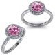 Pink Topaz Gem Stone Halo Promises Fine Ring 14K Gold