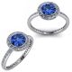 Sapphire Birth GemStone Halo Bridal Fine Ring 14K Gold