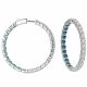 G-H & Blue Diamond Round Hoop Huggies Dangling In & Out 14K Gold Earring