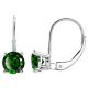 Emerald 6mm Round CZ Lever Back Dangling 14K Gold Earrings