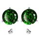 Emerald Birthstone Gem 3 Prong Martini Stud Solitaire Round Earrings