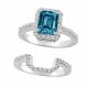 Blue Emerald Diamond Halo Beautiful Etrnity Ring Band 14K Gold