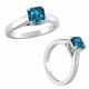 Blue Princess Diamond Solitaire Anniversary Ring 14K Gold