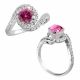 Pink Round Diamond Halo Fancy Engagement Wedding Ring 14K Gold