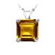 Princess CZ Citrine Birthstone Gemstone Pendant Necklace 14K Gold