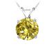 Round CZ Citrine Birthstone Gemstone Pendant Necklace 14K Gold