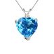 Diamond Heart CZ Blue Topaz Gemstone Pendant 14K Gold