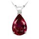 Diamond Pear CZ Ruby Gemstone Pendant 14K Gold