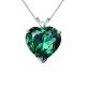 Heart CZ Emerald Birthstone Gemstone Pendant Necklace 14K Gold