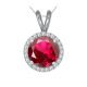 Round CZ Ruby Birth Gem Stone Halo Pendant Necklace 18
