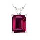 Emerald CZ Ruby Birthstone Gemstone Pendant Necklace 14K Gold
