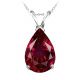 Pear CZ Ruby Birthstone Gemstone Pendant Necklace 14K Gold