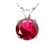 Round CZ Ruby Birthstone Gemstone Pendant Necklace 14K Gold