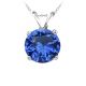 Round CZ Sapphire Birthstone Gemstone Pendant Necklace 14K Gold