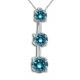 Blue I1 Three Stone Drop Necklace Chain 14K Gold