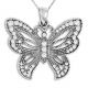 G-H I1 Diamond Butterfly Pendant 18 Inch Chain 14K Gold