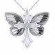 0.06 Carat Fancy Real Diamond
Cross Butterfly Pendant + Chain 14K Gold