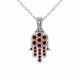 0.25 Carat Red Diamond Hand Of God Pendant Necklace Chain 14K Gold