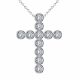0.55 Carat Fancy Real Diamond Cross Pendant Necklace + Chain 14K Gold