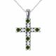 0.18 Carat Green Diamond Cross Pendant Necklace Chain 14K Gold