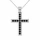 0.48 Carat Black Diamond Cross Pendant Necklace Chain 14K Gold