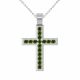 0.48 Carat Green Diamond Cross Pendant Necklace Chain 14K Gold