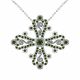 0.5 Carat Green Diamond Byzantine Cross Pendant Chain 14K Gold
