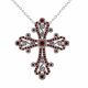 0.5 Carat Red Diamond Byzantine Cross Pendant Chain 14K Gold