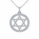 0.92 Carat Fancy Real G-H Diamond Jewish Star Pendant Necklace + Chain 14K Gold