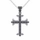 0.47 Carat Black Diamond Cross Pendant Necklace Chain 14K Gold