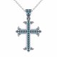 0.47 Carat Blue Diamond Cross Pendant Necklace Chain 14K Gold