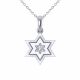 0.1 Carat Fancy Real G-H Diamond Star Of David Pendant Necklace + Chain 14K Gold