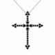 0.49 Carat Black Diamond Cross Pendant Necklace Chain 14K Gold