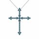 0.49 Carat Blue Diamond Cross Pendant Necklace Chain 14K Gold