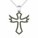 0.68 Carat Green Diamond Angel Cross Pendant Necklace Chain 14K Gold