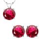 Round CZ Ruby Birthstone Gemstone Pendant Earring Set 14K Gold
